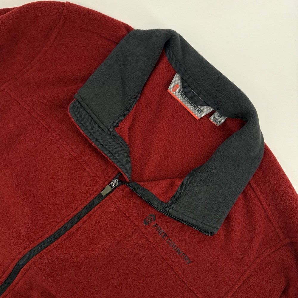 MENS FREE COUNTRY Dragon Red‎ Fleece Microtech Full Zip Jacket Size M
